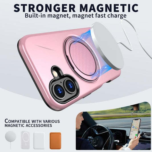 For iPhone 16 Kalebol Magnetic MagSafe Rotation Holder PC Phone Case(Pink) - iPhone 16 Cases by Kalebol | Online Shopping UK | buy2fix
