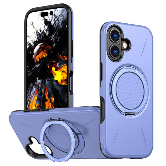 For iPhone 16 Kalebol Magnetic MagSafe Rotation Holder PC Phone Case(Lilac)