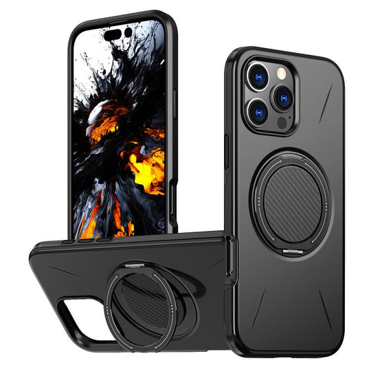 For iPhone 15 Pro Kalebol Magnetic MagSafe Rotation Holder PC Phone Case(Black)