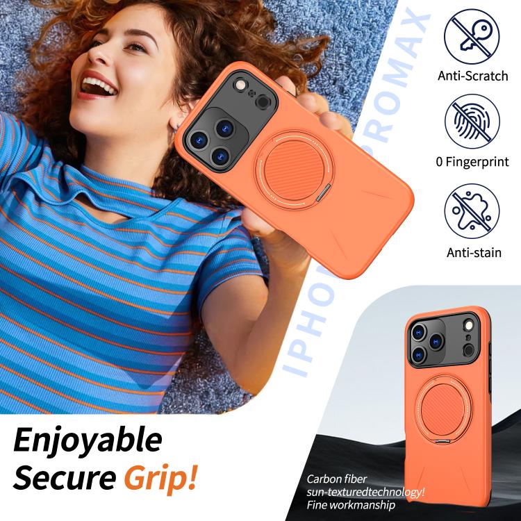 For iPhone 17 Pro Max Kalebol Magnetic MagSafe Rotation Holder PC Phone Case(Orange) - iPhone 17 Pro Max Cases by Kalebol | Online Shopping UK | buy2fix