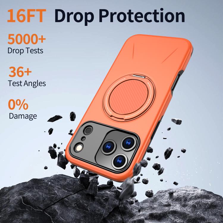For iPhone 17 Pro Max Kalebol Magnetic MagSafe Rotation Holder PC Phone Case(Orange) - iPhone 17 Pro Max Cases by Kalebol | Online Shopping UK | buy2fix