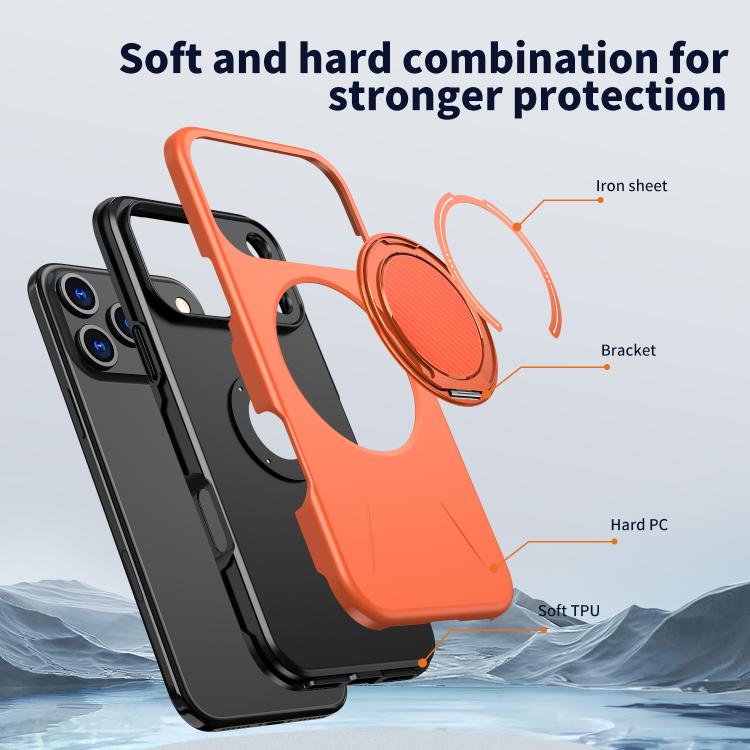 For iPhone 17 Pro Max Kalebol Magnetic MagSafe Rotation Holder PC Phone Case(Orange) - iPhone 17 Pro Max Cases by Kalebol | Online Shopping UK | buy2fix