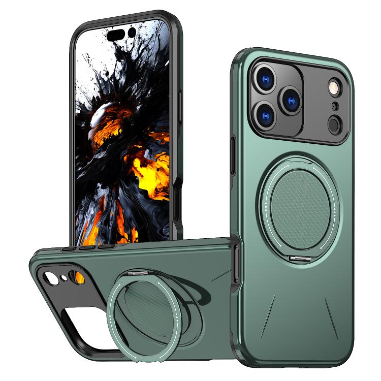 For iPhone 17 Pro Max Kalebol Magnetic MagSafe Rotation Holder PC Phone Case(Grey Green) - iPhone 17 Pro Max Cases by Kalebol | Online Shopping UK | buy2fix
