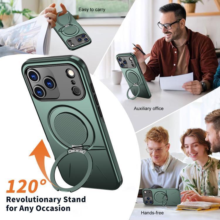 For iPhone 17 Pro Max Kalebol Magnetic MagSafe Rotation Holder PC Phone Case(Grey Green) - iPhone 17 Pro Max Cases by Kalebol | Online Shopping UK | buy2fix