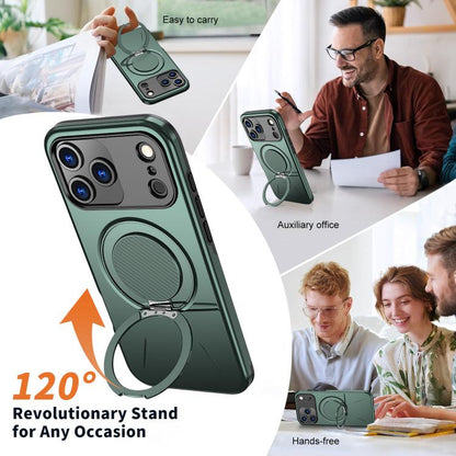 For iPhone 17 Pro Max Kalebol Magnetic MagSafe Rotation Holder PC Phone Case(Grey Green) - iPhone 17 Pro Max Cases by Kalebol | Online Shopping UK | buy2fix