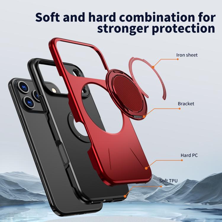 For iPhone 17 Pro Kalebol Magnetic MagSafe Rotation Holder PC Phone Case(Red) - iPhone 17 Pro Cases by Kalebol | Online Shopping UK | buy2fix