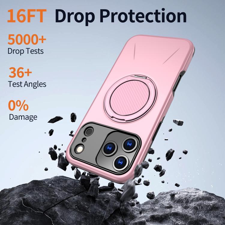 For iPhone 17 Pro Kalebol Magnetic MagSafe Rotation Holder PC Phone Case(Pink) - iPhone 17 Pro Cases by Kalebol | Online Shopping UK | buy2fix