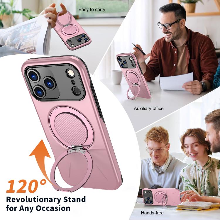 For iPhone 17 Pro Kalebol Magnetic MagSafe Rotation Holder PC Phone Case(Pink) - iPhone 17 Pro Cases by Kalebol | Online Shopping UK | buy2fix