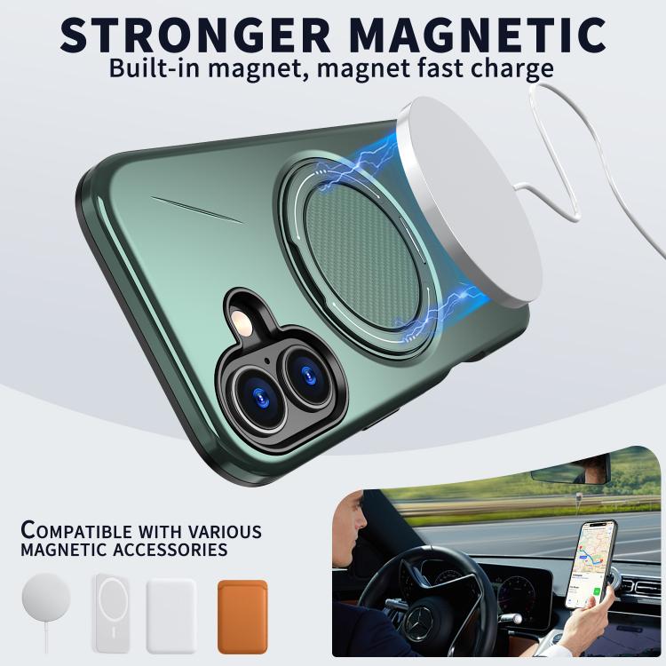 For iPhone 17 Kalebol Magnetic MagSafe Rotation Holder PC Phone Case(Grey Green) - iPhone 17 Cases by Kalebol | Online Shopping UK | buy2fix