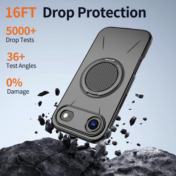 For iPhone 17 Air Kalebol Magnetic MagSafe Rotation Holder PC Phone Case(Black) - iPhone 17 Air Cases by Kalebol | Online Shopping UK | buy2fix