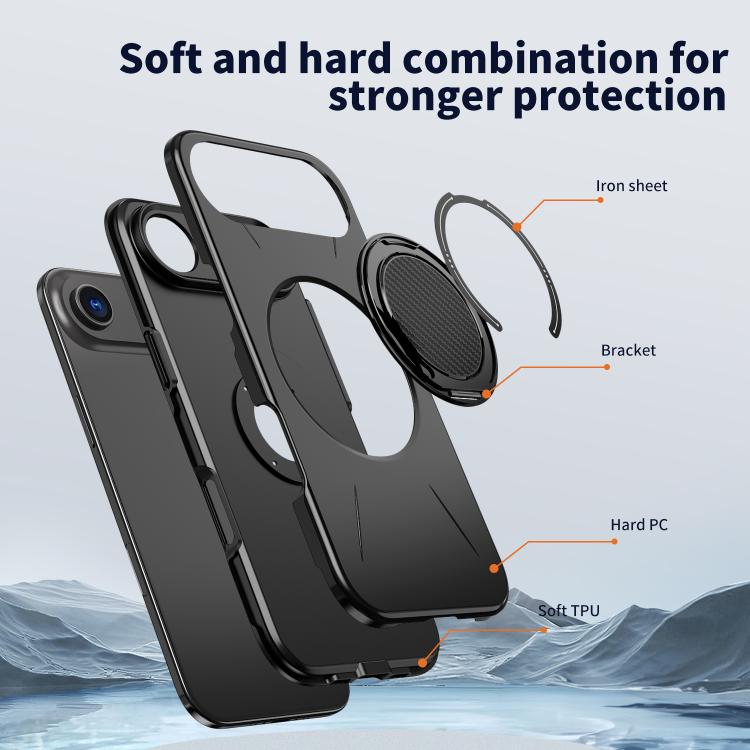 For iPhone 17 Air Kalebol Magnetic MagSafe Rotation Holder PC Phone Case(Black) - iPhone 17 Air Cases by Kalebol | Online Shopping UK | buy2fix