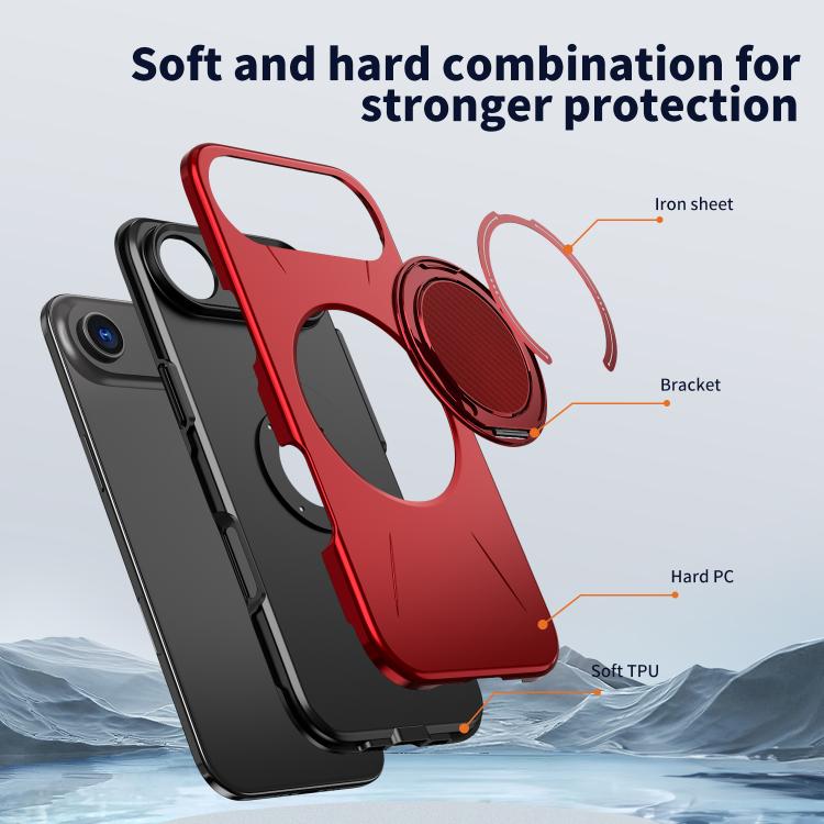 For iPhone Air Kalebol Magnetic MagSafe Rotation Holder PC Phone Case(Red) - iPhone Air Cases by Kalebol | Online Shopping UK | buy2fix