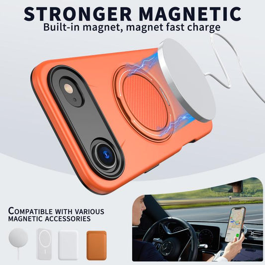 For iPhone 17 Air Kalebol Magnetic MagSafe Rotation Holder PC Phone Case(Orange) - iPhone 17 Air Cases by Kalebol | Online Shopping UK | buy2fix
