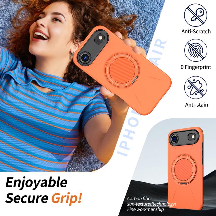 For iPhone 17 Air Kalebol Magnetic MagSafe Rotation Holder PC Phone Case(Orange) - iPhone 17 Air Cases by Kalebol | Online Shopping UK | buy2fix