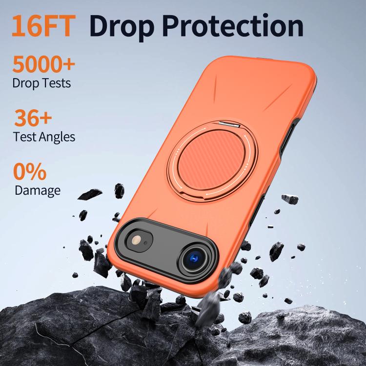 For iPhone 17 Air Kalebol Magnetic MagSafe Rotation Holder PC Phone Case(Orange) - iPhone 17 Air Cases by Kalebol | Online Shopping UK | buy2fix