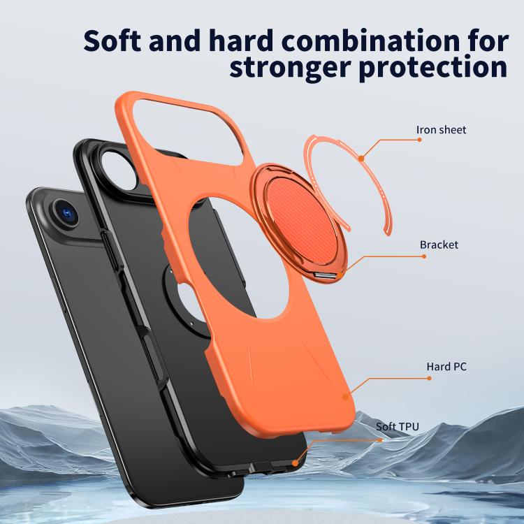 For iPhone 17 Air Kalebol Magnetic MagSafe Rotation Holder PC Phone Case(Orange) - iPhone 17 Air Cases by Kalebol | Online Shopping UK | buy2fix