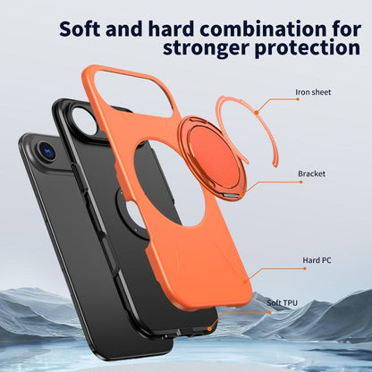 For iPhone 17 Air Kalebol Magnetic MagSafe Rotation Holder PC Phone Case(Orange) - iPhone 17 Air Cases by Kalebol | Online Shopping UK | buy2fix