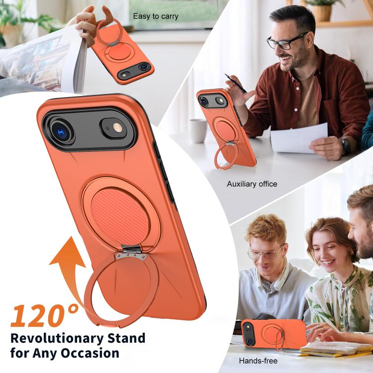 For iPhone 17 Air Kalebol Magnetic MagSafe Rotation Holder PC Phone Case(Orange) - iPhone 17 Air Cases by Kalebol | Online Shopping UK | buy2fix
