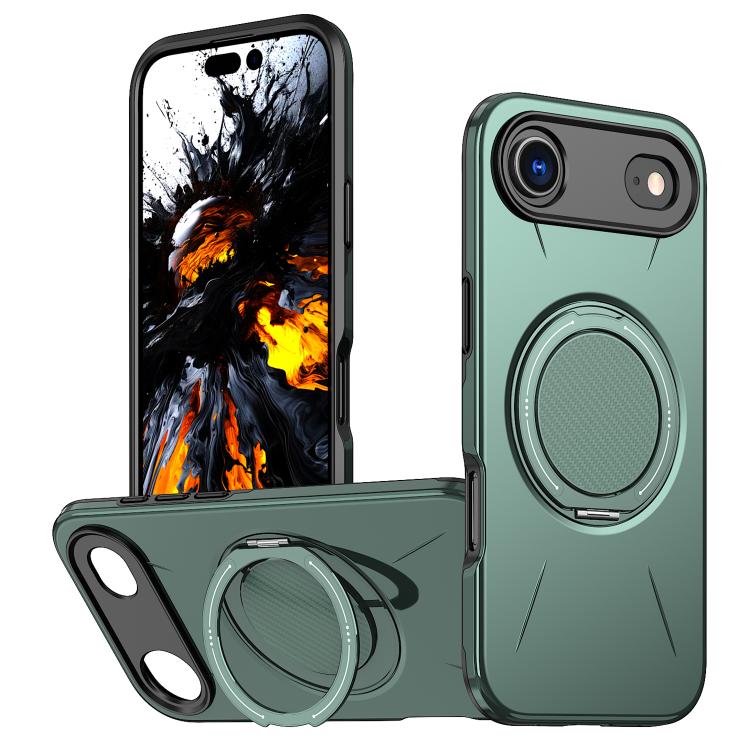 For iPhone 17 Air Kalebol Magnetic MagSafe Rotation Holder PC Phone Case(Grey Green) - iPhone 17 Air Cases by Kalebol | Online Shopping UK | buy2fix