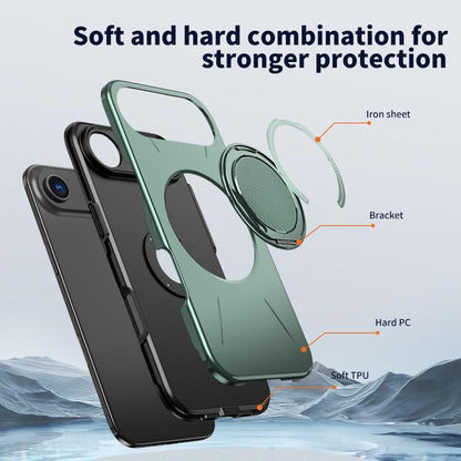 For iPhone 17 Air Kalebol Magnetic MagSafe Rotation Holder PC Phone Case(Grey Green) - iPhone 17 Air Cases by Kalebol | Online Shopping UK | buy2fix