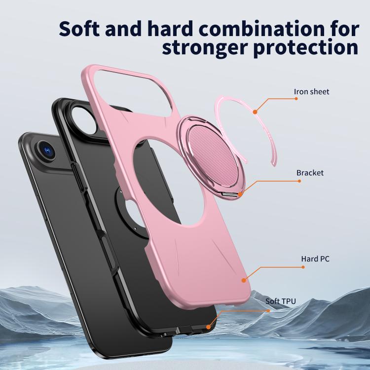 For iPhone 17 Air Kalebol Magnetic MagSafe Rotation Holder PC Phone Case(Pink) - iPhone 17 Air Cases by Kalebol | Online Shopping UK | buy2fix