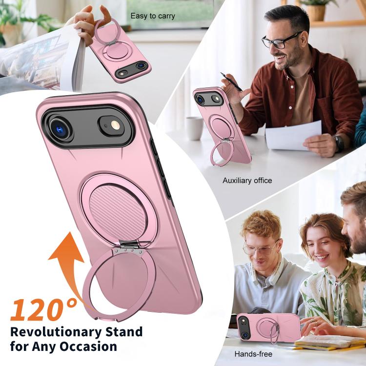 For iPhone 17 Air Kalebol Magnetic MagSafe Rotation Holder PC Phone Case(Pink) - iPhone 17 Air Cases by Kalebol | Online Shopping UK | buy2fix