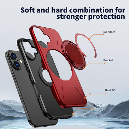 For iPhone 16 Plus Kalebol Magnetic MagSafe Rotation Holder PC Phone Case(Red) - iPhone 16 Plus Cases by Kalebol | Online Shopping UK | buy2fix