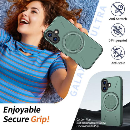 For iPhone 16 Plus Kalebol Magnetic MagSafe Rotation Holder PC Phone Case(Grey Green) - iPhone 16 Plus Cases by Kalebol | Online Shopping UK | buy2fix