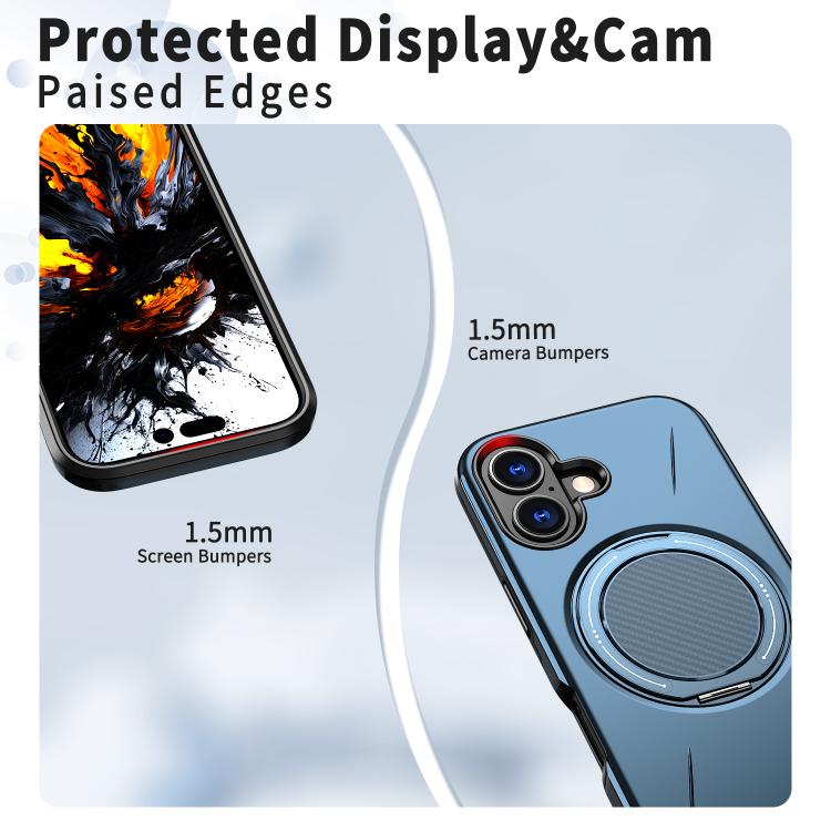 For iPhone 16 Plus Kalebol Magnetic MagSafe Rotation Holder PC Phone Case(Blue) - iPhone 16 Plus Cases by Kalebol | Online Shopping UK | buy2fix