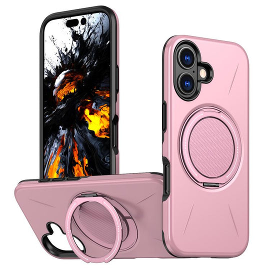 For iPhone 16 Plus Kalebol Magnetic MagSafe Rotation Holder PC Phone Case(Pink)