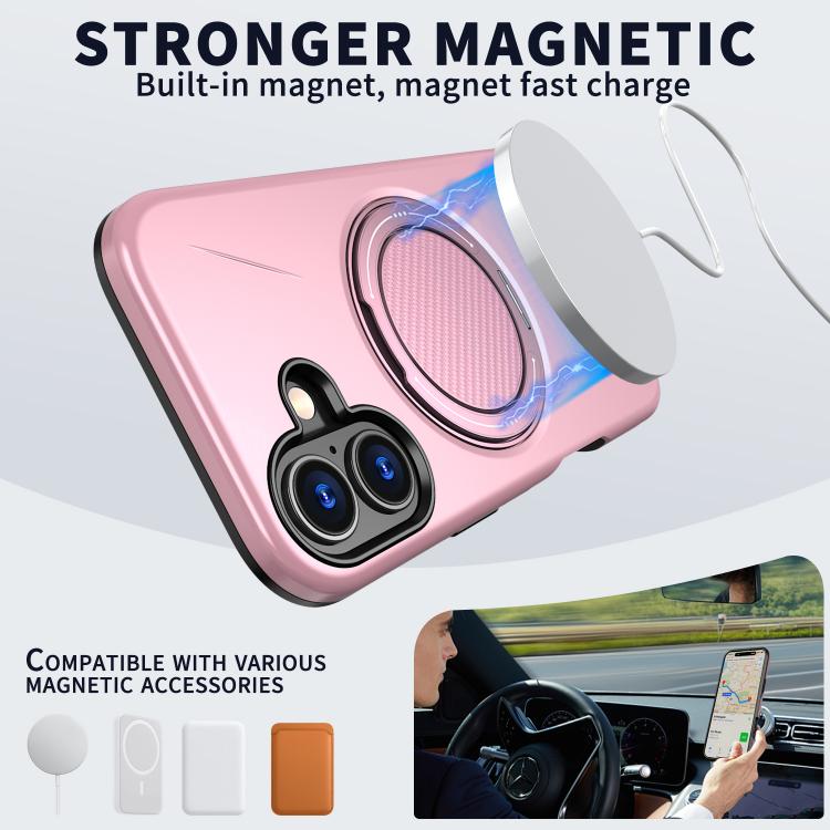 For iPhone 16 Plus Kalebol Magnetic MagSafe Rotation Holder PC Phone Case(Pink) - iPhone 16 Plus Cases by Kalebol | Online Shopping UK | buy2fix