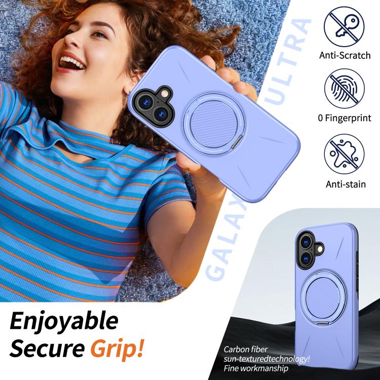 For iPhone 16 Plus Kalebol Magnetic MagSafe Rotation Holder PC Phone Case(Lilac) - iPhone 16 Plus Cases by Kalebol | Online Shopping UK | buy2fix