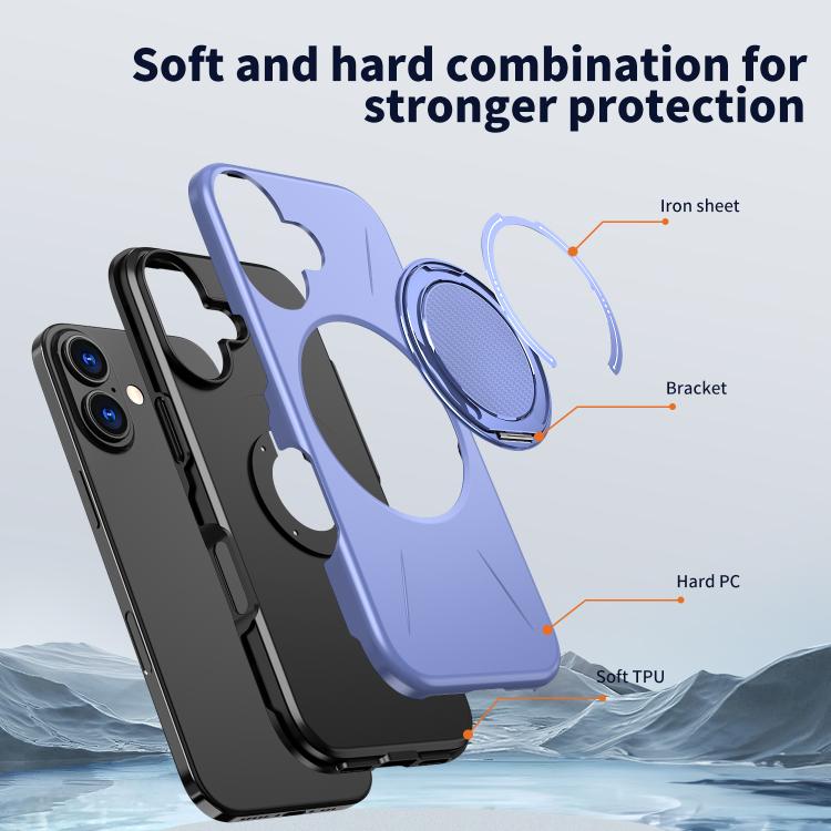 For iPhone 16 Plus Kalebol Magnetic MagSafe Rotation Holder PC Phone Case(Lilac) - iPhone 16 Plus Cases by Kalebol | Online Shopping UK | buy2fix