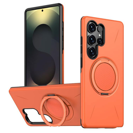 For Galaxy S22 Ultra 5G Kalebol Magnetic MagSafe Rotation Holder PC Phone Case(Orange)