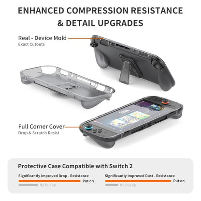 For Nintendo Switch 2 Game Game Console TPU Protective Case with Back Support(Transparent) - Cases by buy2fix | Online Shopping UK | buy2fix