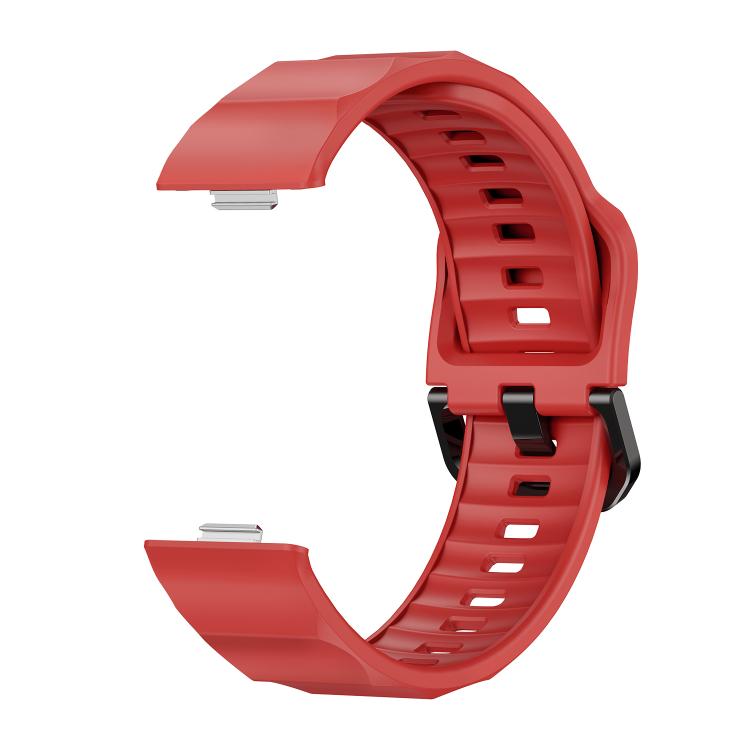 For Huawei Watch Fit3 / Fit4 / Fit4 Pro Wave Black Buckle Silicone Watch Band(Red) - Watch Bands by buy2fix | Online Shopping UK | buy2fix