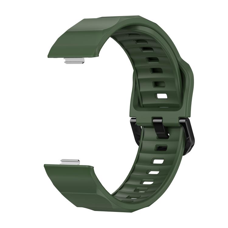 For Huawei Watch Fit3 / Fit4 / Fit4 Pro Wave Black Buckle Silicone Watch Band(Field Green) - Watch Bands by buy2fix | Online Shopping UK | buy2fix