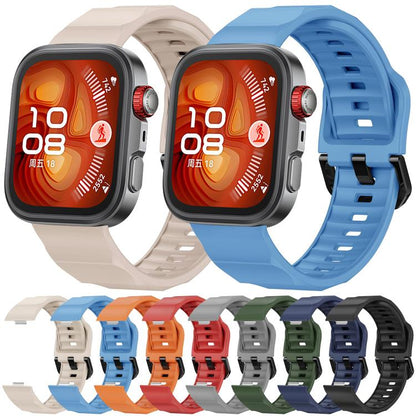 For Huawei Watch Fit3 / Fit4 / Fit4 Pro Wave Black Buckle Silicone Watch Band(Orange) - Watch Bands by buy2fix | Online Shopping UK | buy2fix