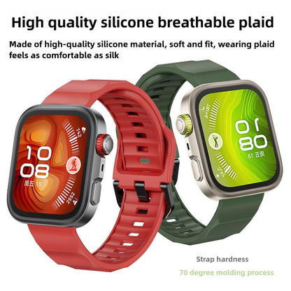 For Huawei Watch Fit3 / Fit4 / Fit4 Pro Wave Black Buckle Silicone Watch Band(Cloud Blue) - Watch Bands by buy2fix | Online Shopping UK | buy2fix