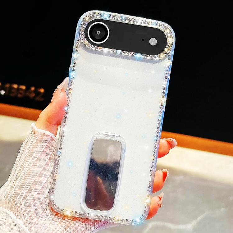 For iPhone Air Rhinestone Glitter TPU 4-corners Anti-fall Phone Case with Holder(Transparent) - iPhone Air Cases by buy2fix | Online Shopping UK | buy2fix