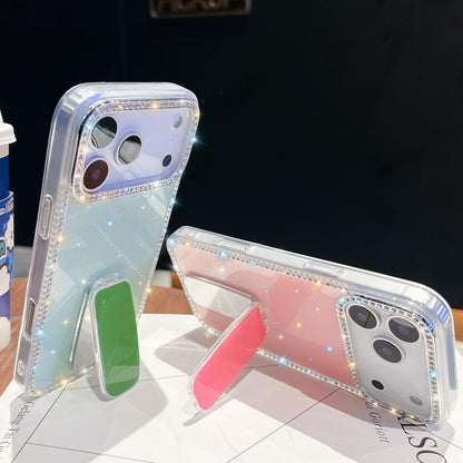 For iPhone Air Rhinestone Glitter TPU 4-corners Anti-fall Phone Case with Holder(White) - iPhone Air Cases by buy2fix | Online Shopping UK | buy2fix