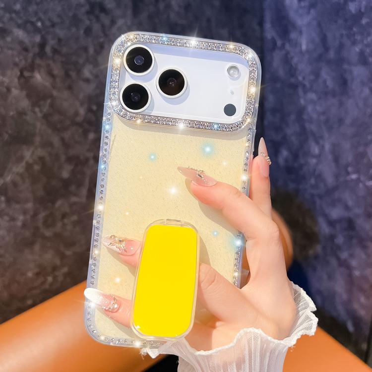 For iPhone Air Rhinestone Glitter TPU 4-corners Anti-fall Phone Case with Holder(Light Pink) - iPhone Air Cases by buy2fix | Online Shopping UK | buy2fix