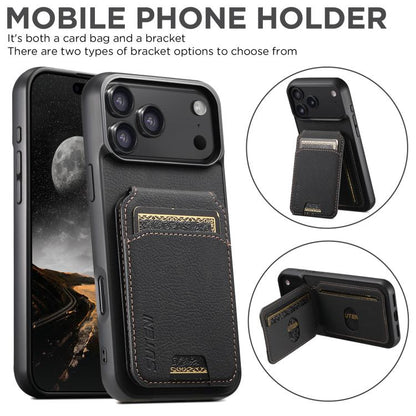 For iPhone 17 Pro Max Suteni H02 Litchi Leather Card Wallet Stand Back Phone Case(Black) - iPhone 17 Pro Max Cases by Suteni | Online Shopping UK | buy2fix