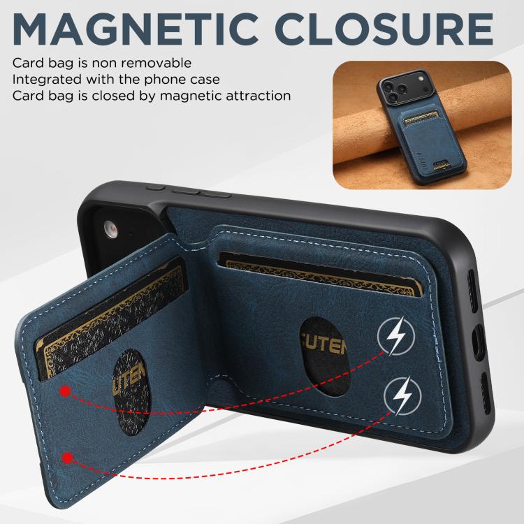 For iPhone 17 Pro Max Suteni H02 Litchi Leather Card Wallet Stand Back Phone Case(Blue) - iPhone 17 Pro Max Cases by Suteni | Online Shopping UK | buy2fix