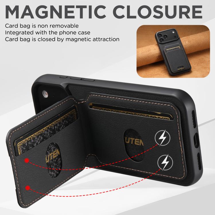 For iPhone 17 Pro Suteni H02 Litchi Leather Card Wallet Stand Back Phone Case(Black) - iPhone 17 Pro Cases by Suteni | Online Shopping UK | buy2fix