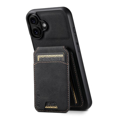 For iPhone 17 Suteni H02 Litchi Leather Card Wallet Stand Back Phone Case(Black) - iPhone 17 Cases by Suteni | Online Shopping UK | buy2fix