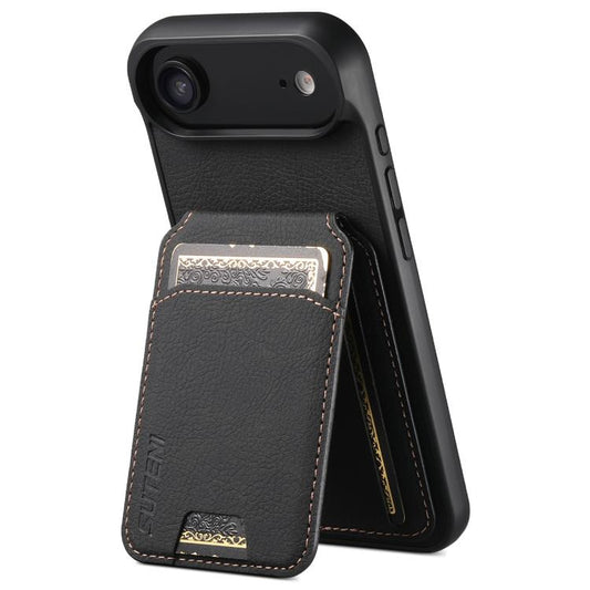For iPhone 17 Air Suteni H02 Litchi Leather Card Wallet Stand Back Phone Case(Black) - iPhone 17 Air Cases by Suteni | Online Shopping UK | buy2fix