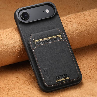 For iPhone 17 Air Suteni H02 Litchi Leather Card Wallet Stand Back Phone Case(Black) - iPhone 17 Air Cases by Suteni | Online Shopping UK | buy2fix