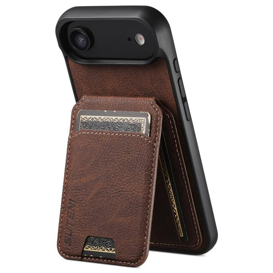 For iPhone 17 Air Suteni H02 Litchi Leather Card Wallet Stand Back Phone Case(Brown) - iPhone 17 Air Cases by Suteni | Online Shopping UK | buy2fix