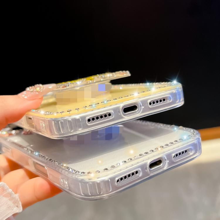 For iPhone Air Diamond Glitter Butterfly Holder Phone Case(Light Pink) - iPhone Air Cases by buy2fix | Online Shopping UK | buy2fix